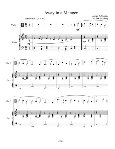 Away In A Manger Viola Solo With Optional Piano Accompaniment Sheet Music