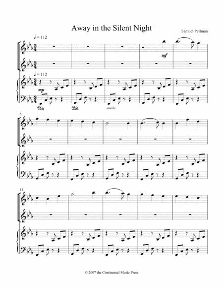 Free Sheet Music Away In The Silent Night