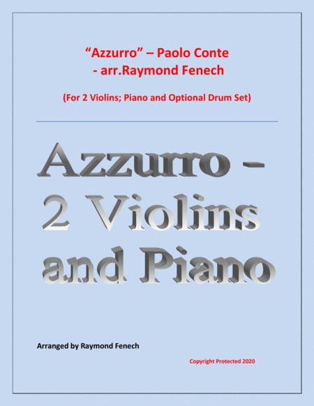 Free Sheet Music Azzurro 2 Violins Piano And Drum Set