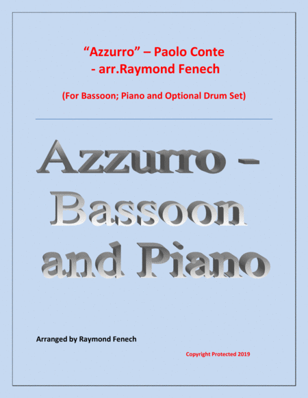 Free Sheet Music Azzurro Bassoon Piano And Drum Set