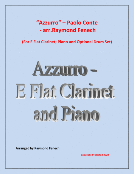 Azzurro E Flat Clarinet Piano And Optional Drum Set Sheet Music