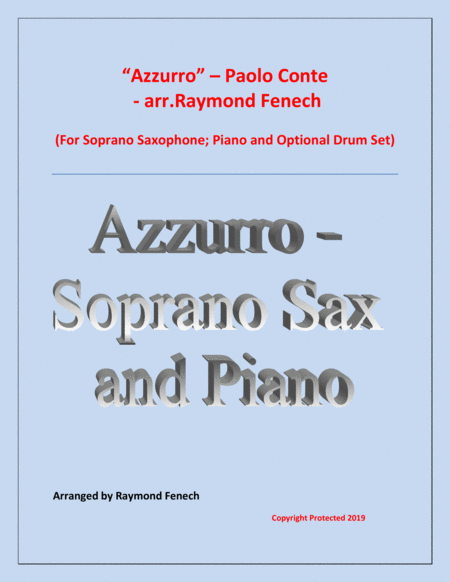 Azzurro Soprano Saxophone Piano And Optional Drum Set Chamber Music Sheet Music