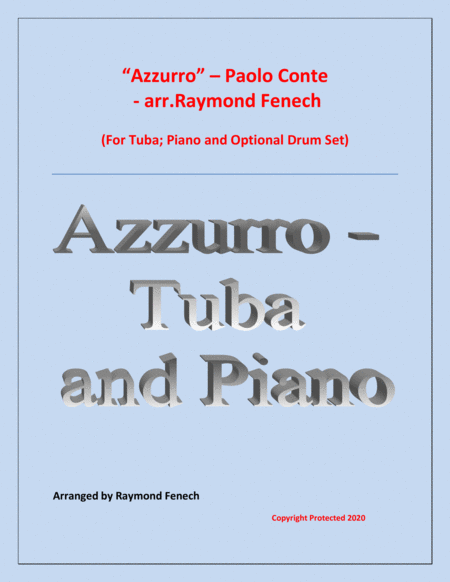 Azzurro Tuba Piano And And Optional Drum Set Sheet Music