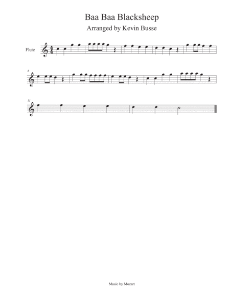 Baa Baa Black Sheep Flute Sheet Music