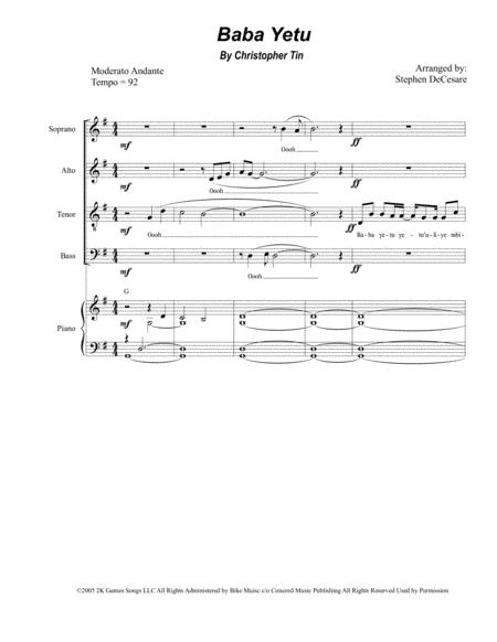 Baba Yetu For Satb Sheet Music