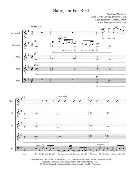 Free Sheet Music Baby I M For Real Satttb Contemporary A Cappella