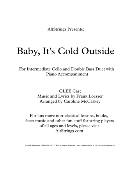 Baby Its Cold Outside Intermediate Cello And Double Bass Duet Sheet Music