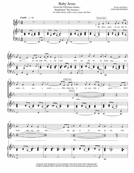 Baby Jesus Christmas Anthem For Child Soloist And Choir Sheet Music