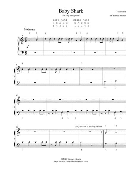 Baby Shark For Very Easy Piano Sheet Music