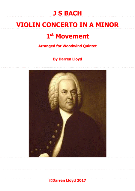Free Sheet Music Bach A Minor Violin Concerto For Woodwind Quintet 1st Movement