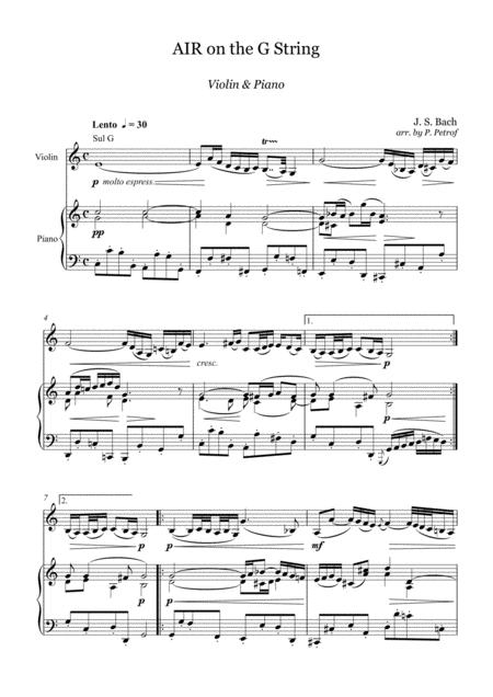 Bach Air On The G String Violin And Piano Sheet Music