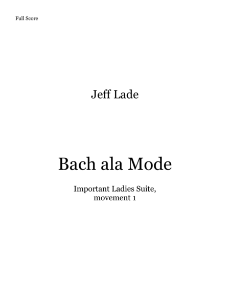 Bach Ala Mode Sheet Music