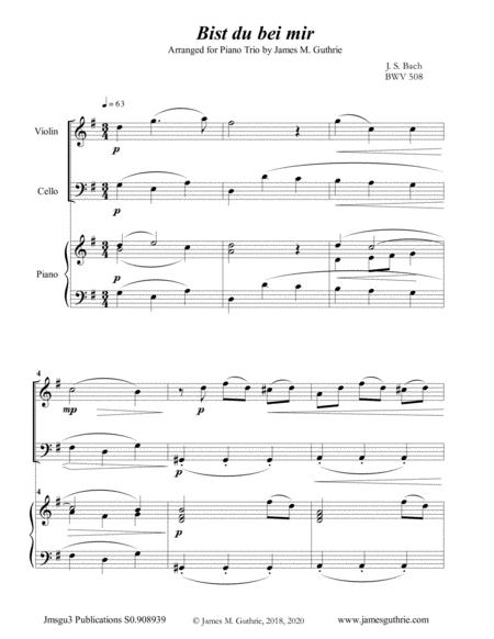 Free Sheet Music Bach Bist Du Bei Mir For Piano Trio