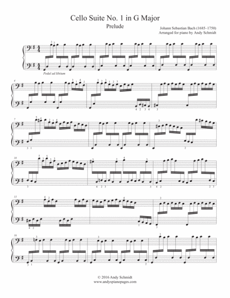 Free Sheet Music Bach Cello Suite No 1 In G Major