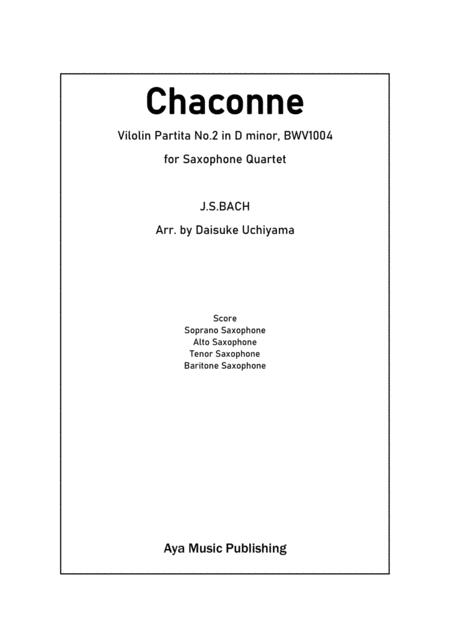 Bach Chaconne For Saxophone Quartet Sheet Music