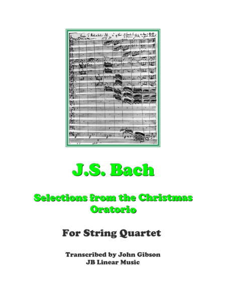 Bach Christmas Oratorio Selections String Quartet Sheet Music