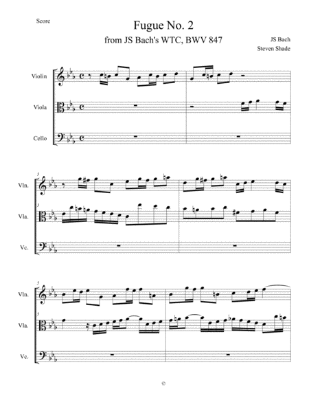 Bach Fugue No 2 In C Minor Bwv 847 Sheet Music