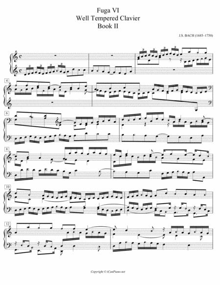 Free Sheet Music Bach Fugue No 6 Well Tempered Clavier Book Ii Bwv 875 Icanpiano Style