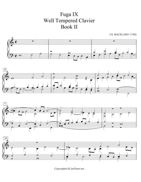 Bach Fugue No 9 Well Tempered Clavier Book Ii Bwv 878 Icanpiano Style Sheet Music