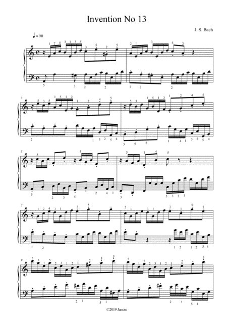 Free Sheet Music Bach Invention No 13