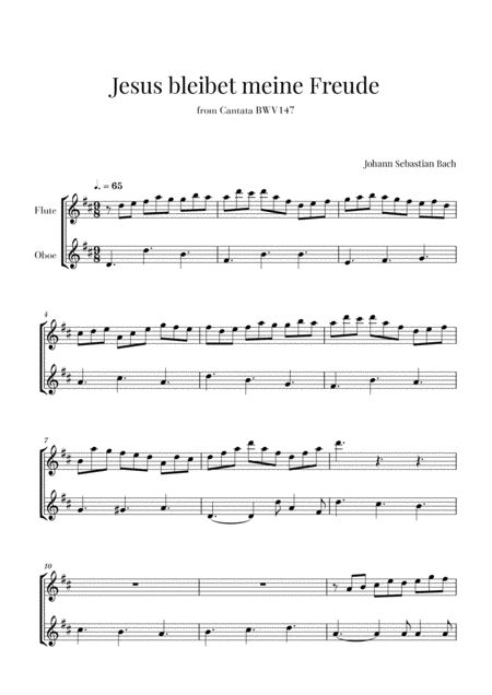 Bach Jesus Bleibet Meine Freude For Flute And Oboe Sheet Music