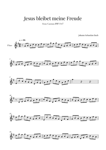 Free Sheet Music Bach Jesus Bleibet Meine Freude For Flute