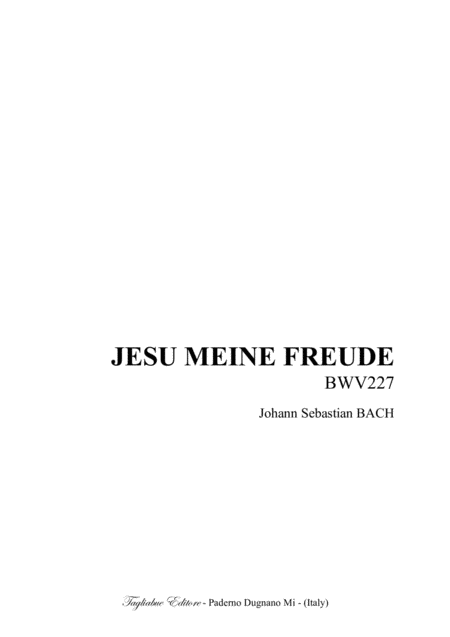 Free Sheet Music Bach Js Jesu Meine Freude Bwv 227 For Ssatb Choir