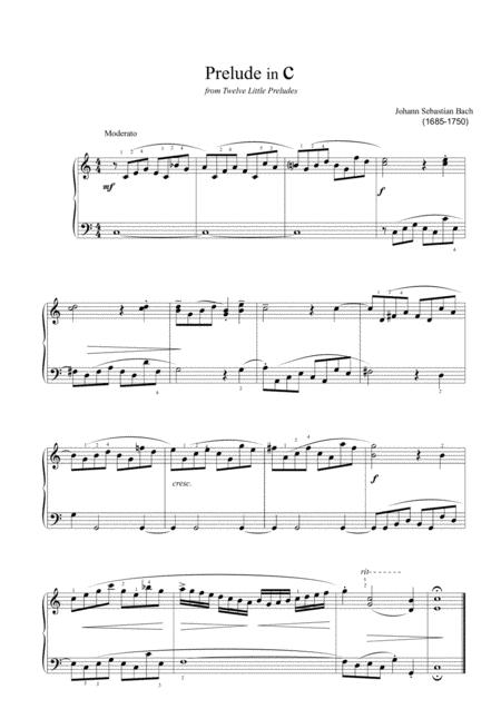 Free Sheet Music Bach Little Prelude In C Easy Piano Arrangement