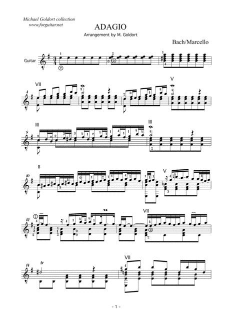 Free Sheet Music Bach Marcello Adagio