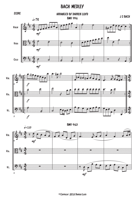 Bach Medley String Trio Sheet Music