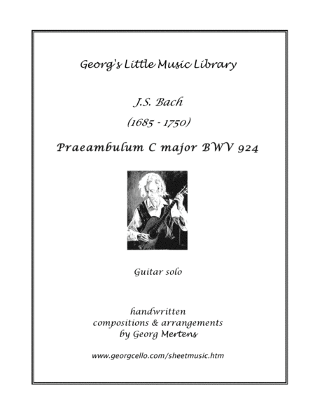 Free Sheet Music Bach Praeambulum C Major For Guitar Notes Tab