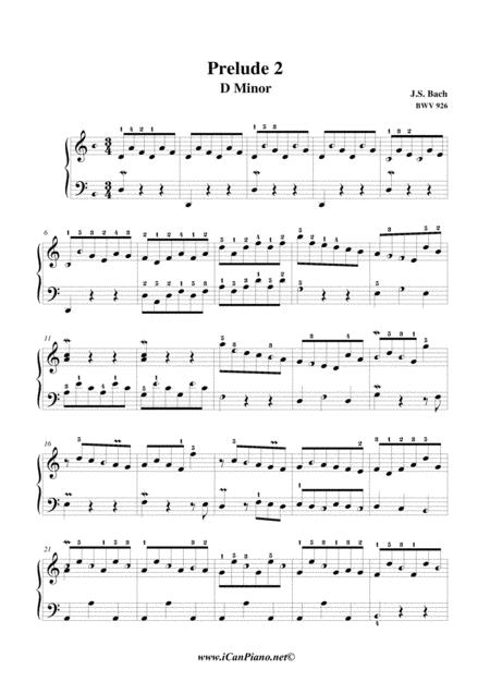 Bach Prelude In D Minor Bwv 926 Icanpiano Style Sheet Music