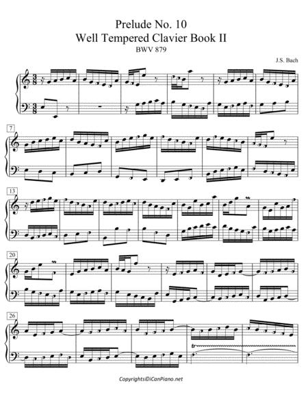 Bach Prelude No 10 Bwv 879 Well Tempered Clavier Ii Icanpiano Style Sheet Music