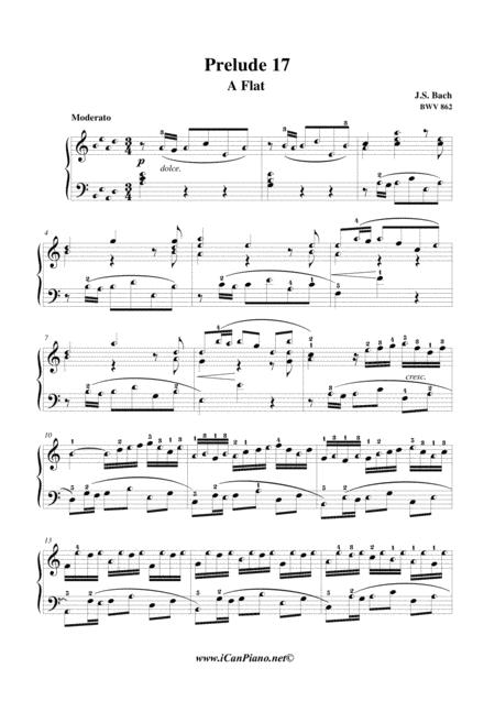 Free Sheet Music Bach Prelude No 17 Bwv 862 Icanpiano Style