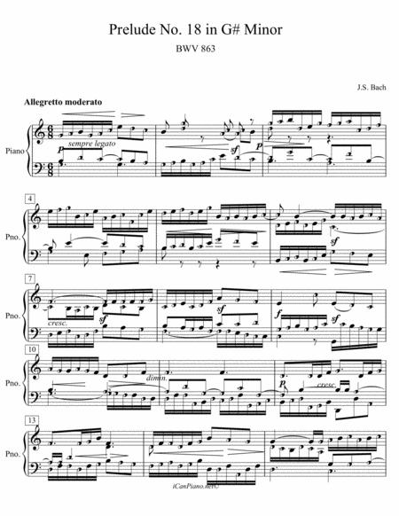 Bach Prelude No 18 In G M Bwv 863 Icanpiano Style Sheet Music