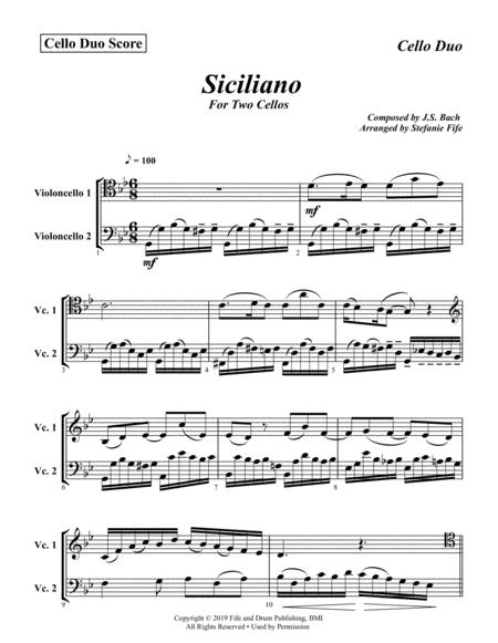 Free Sheet Music Bach Siciliano For Two Cellos