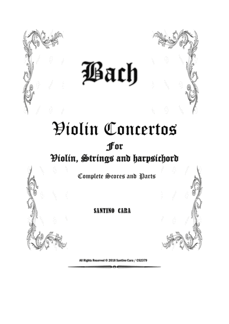 Bach Six Violin Concertos For Violin Strings And Harpsichord Scores And Parts Sheet Music