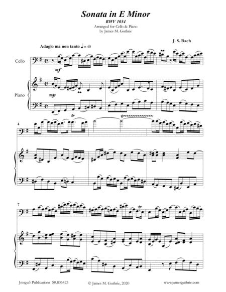 Bach Sonata Bwv 1034 For Cello Piano Sheet Music