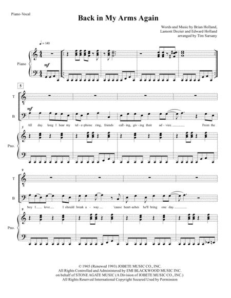 Back In My Arms Again Sheet Music