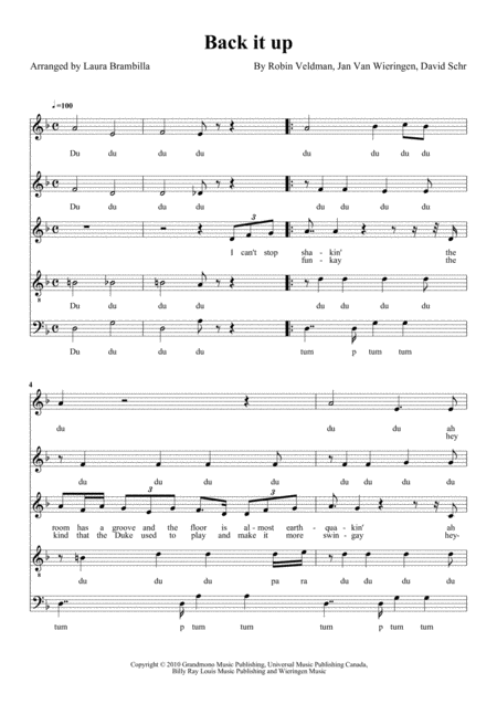 Back It Up For A Cappella Ssatb Choir Sheet Music