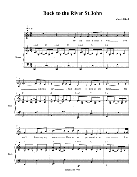 Back To The River St John Sheet Music