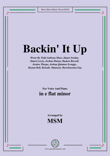 Free Sheet Music Backin It Up In E Flat Minor For Voice And Piano Feat Cardi B