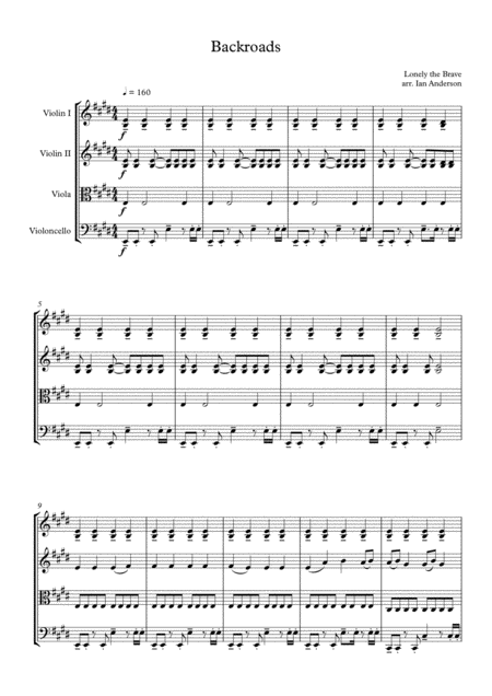 Backroads String Quartet Sheet Music