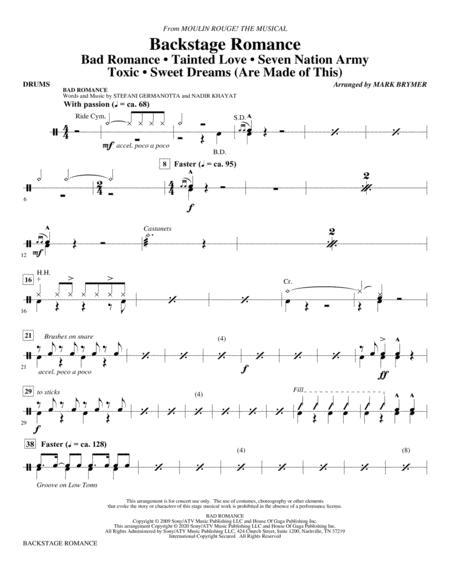 Free Sheet Music Backstage Romance From Moulin Rouge The Musical Drums