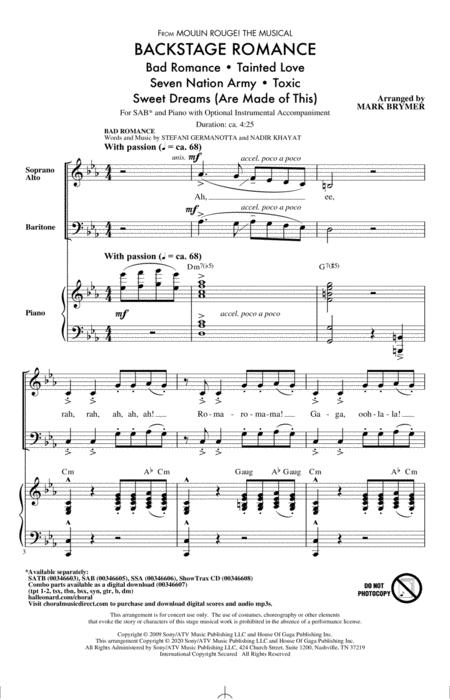 Free Sheet Music Backstage Romance From Moulin Rouge The Musical