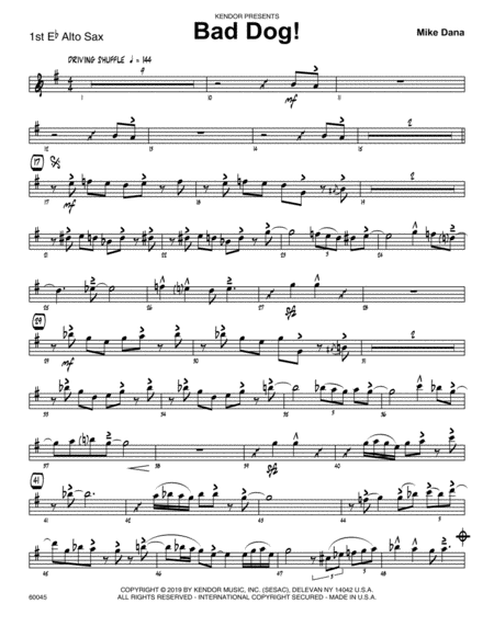 Bad Dog 1st Eb Alto Saxophone Sheet Music