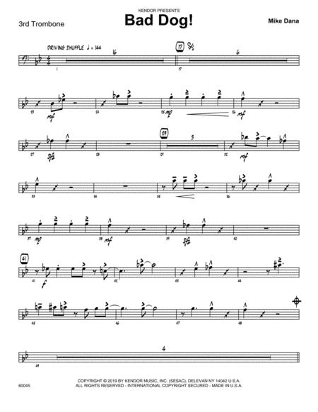 Free Sheet Music Bad Dog 3rd Trombone