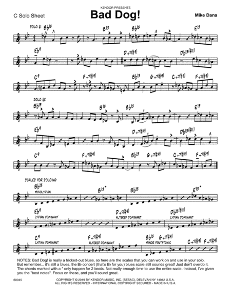 Free Sheet Music Bad Dog C Solo Sheet