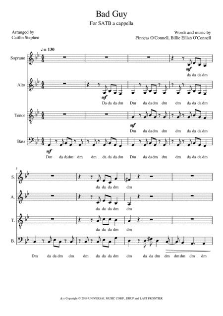 Free Sheet Music Bad Guy A Cappella