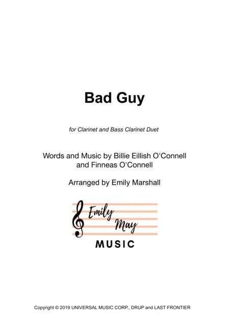 Bad Guy Billie Eilish For Clarinet And Bass Clarinet Duet Sheet Music